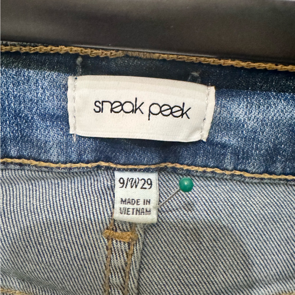 Sneak Peek Light Blue Cropped Flare Jeans - Picture 5 of 8